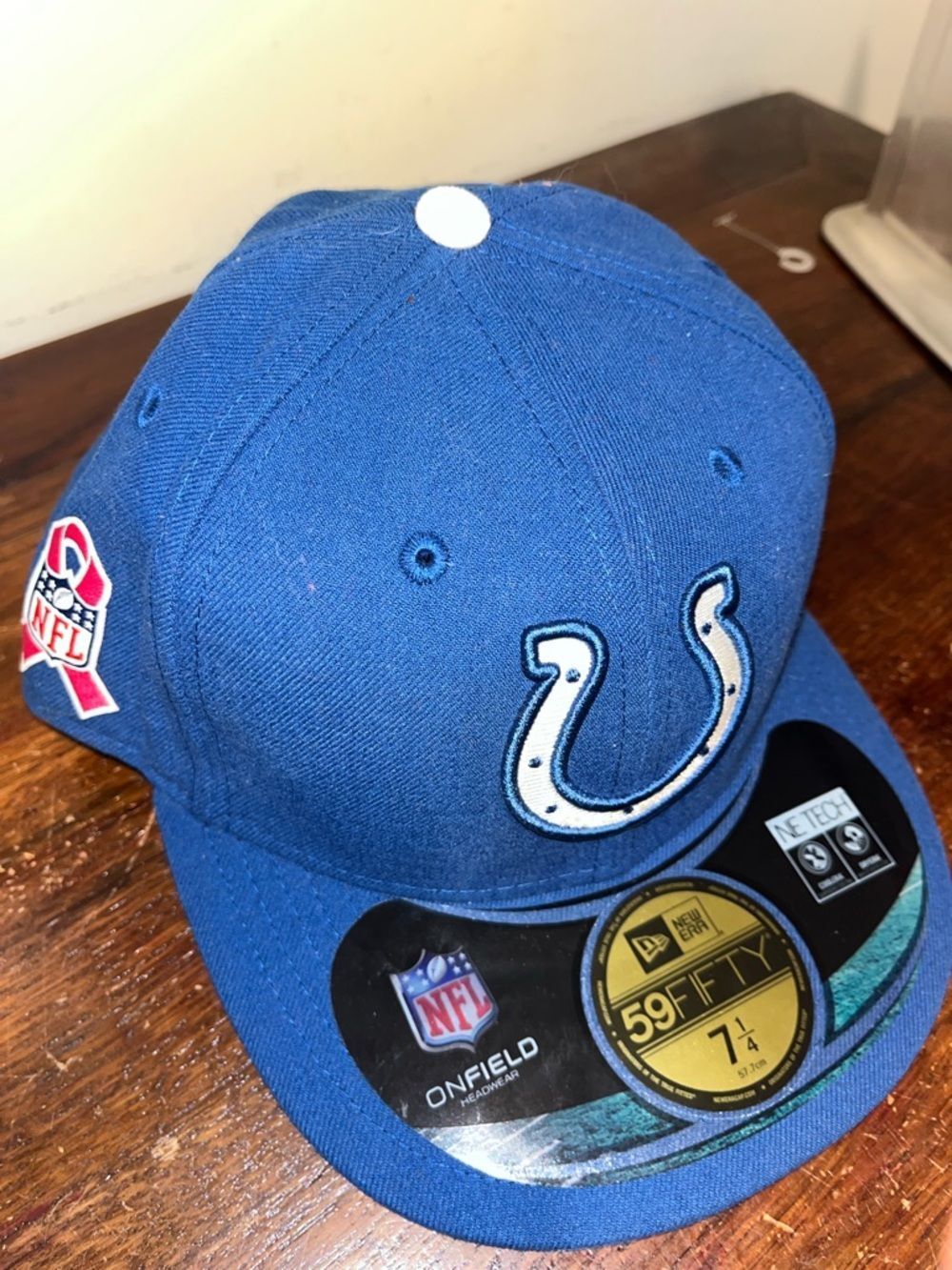 New Era Indianapolis Colts NFL Football Fight Cancer Pink Ribbon cap hat 7 1/4 B